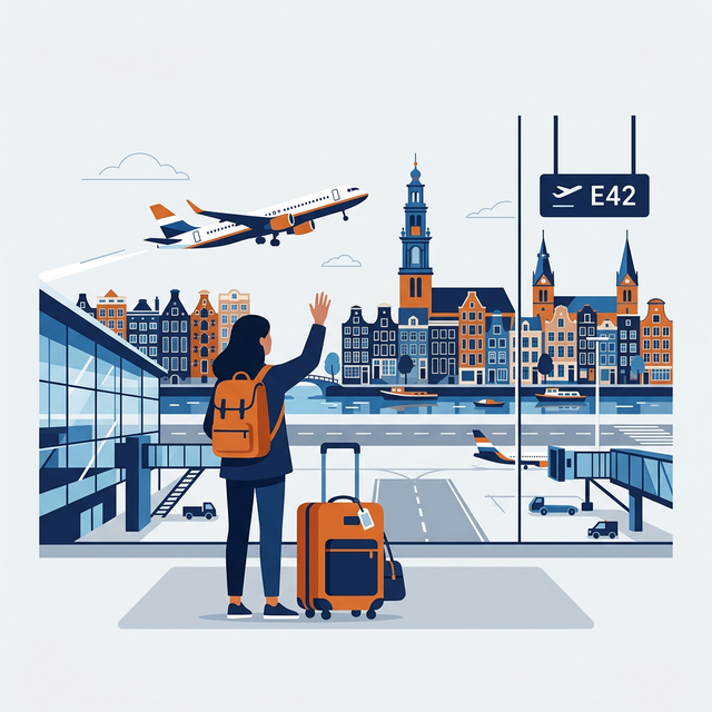 Illustration of leaving the Netherlands