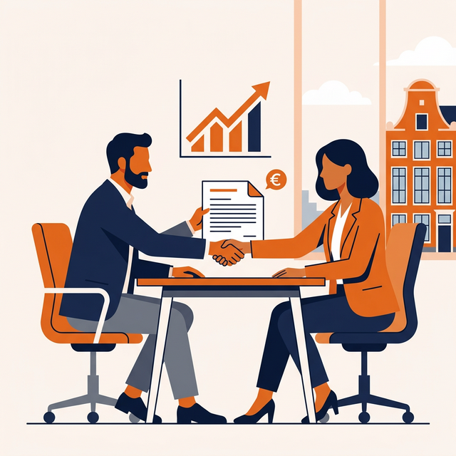 Illustration of salary negotiation meeting